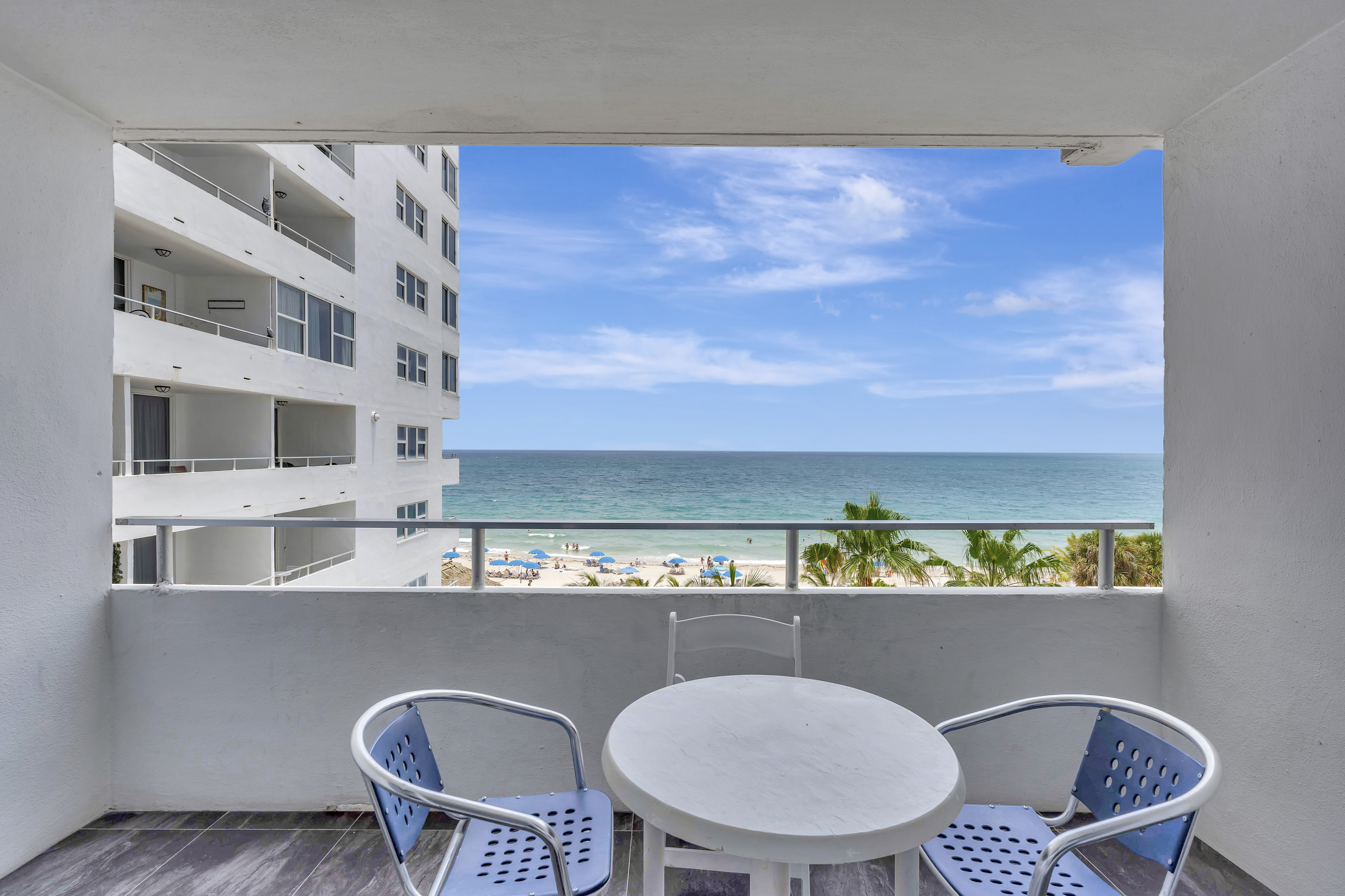 1 Bedroom Suite private oceanfront balcony with stunning Atlantic Ocean views at Ocean Manor Beach Resort