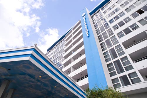Ocean Manor Resort front facade and porte-cochère on Fort Lauderdale's Galt Ocean Mile