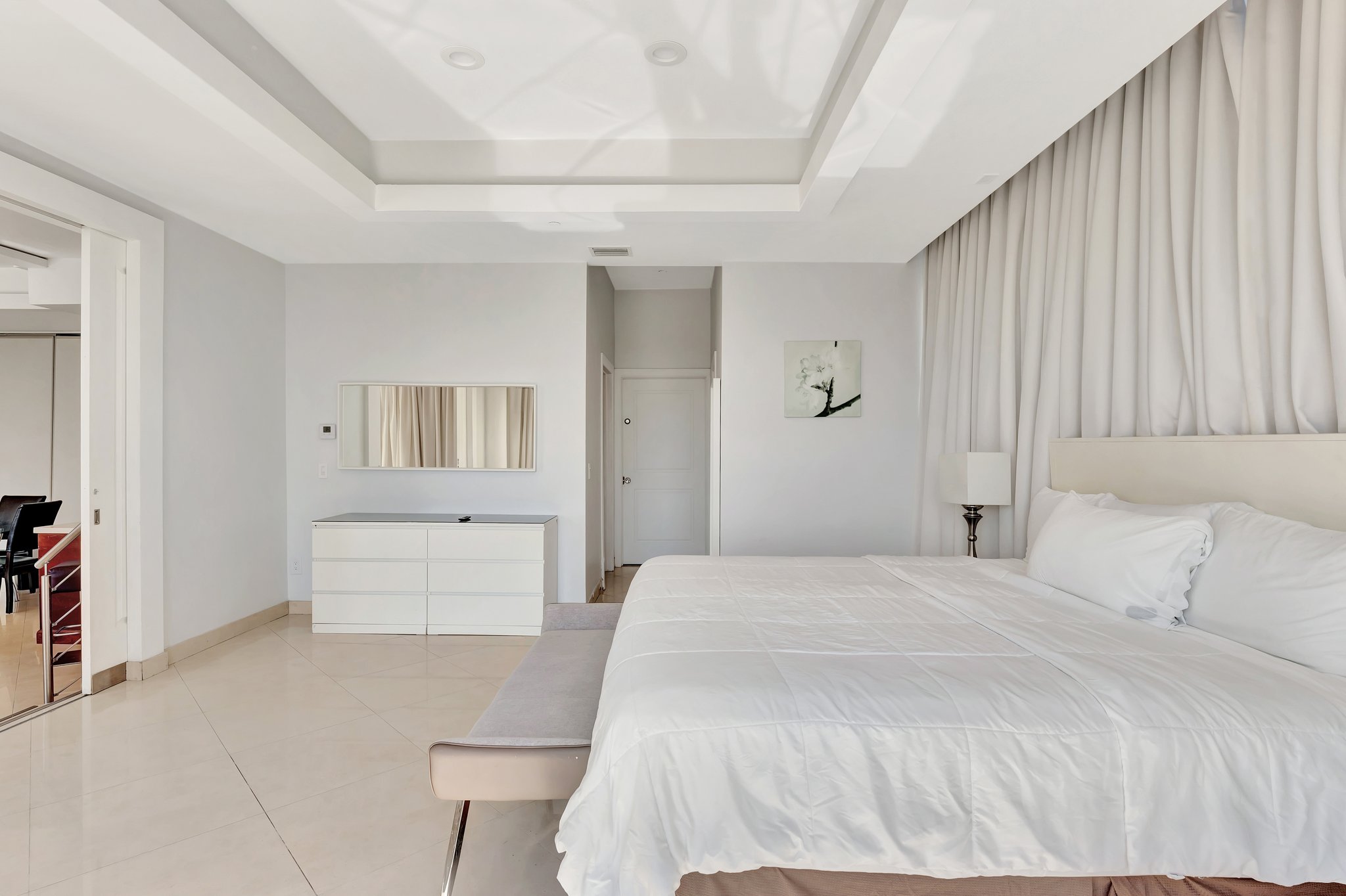 Interior design details of the master bedroom in 1005 City View