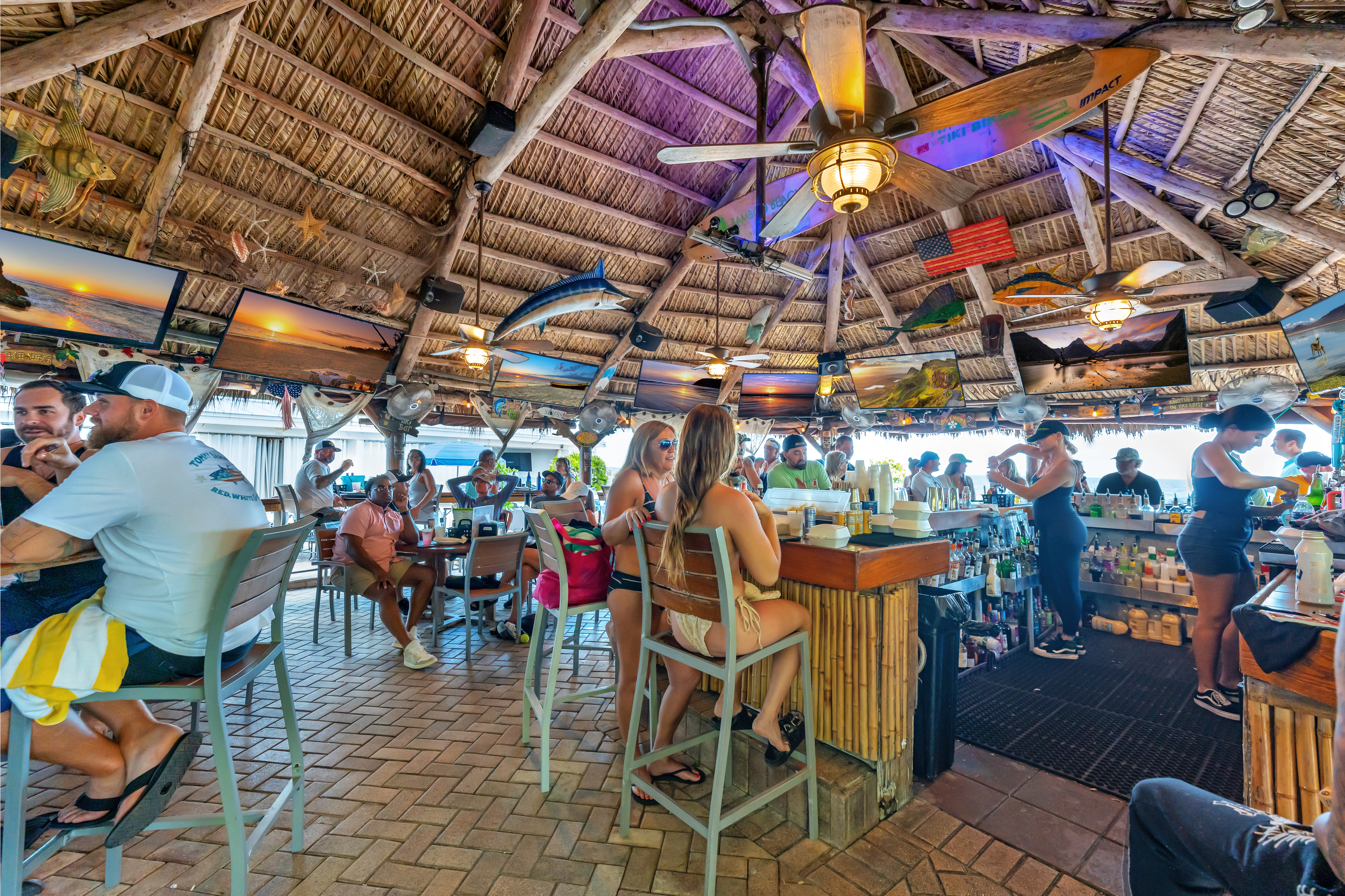 Bamboo Beach Tiki Bar oceanfront cocktails and live music at Ocean Manor Beach Resort Fort Lauderdale