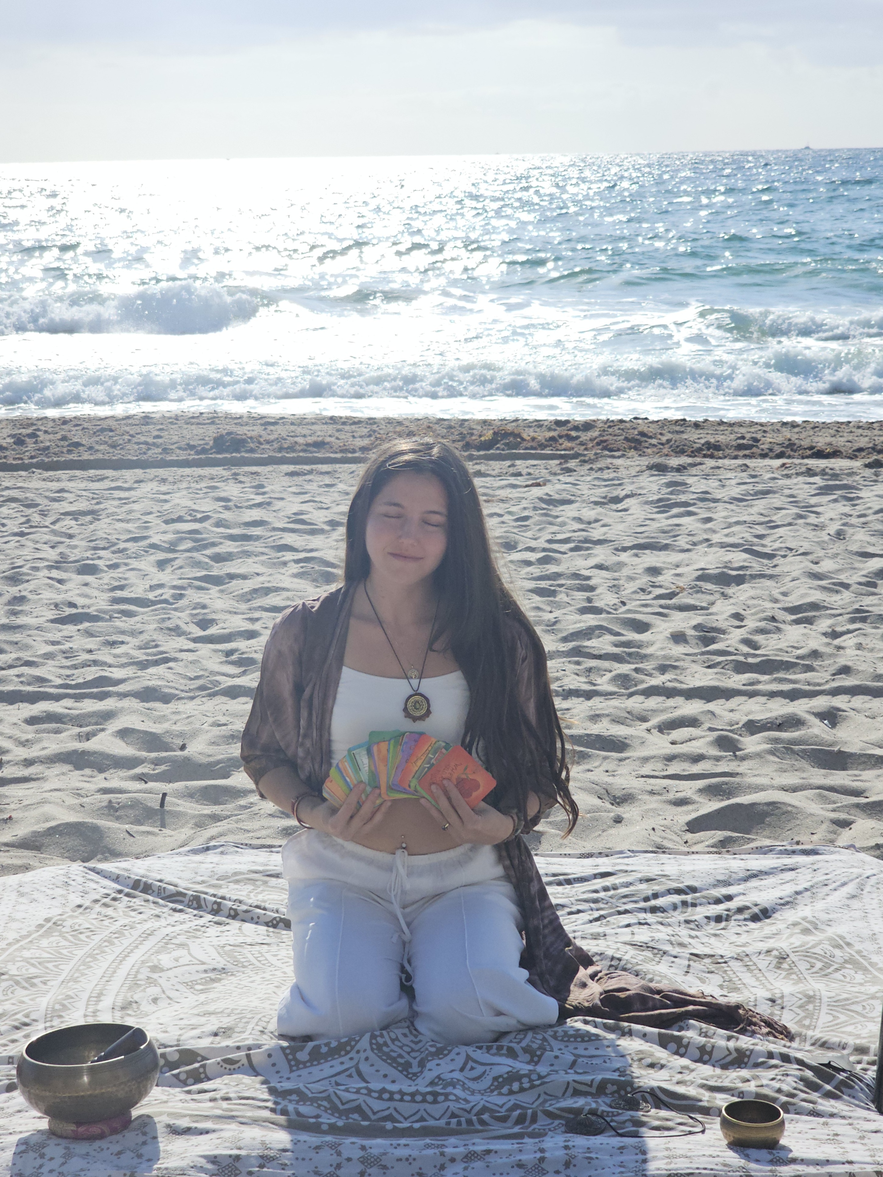 Spiritual beach yoga session with ocean views