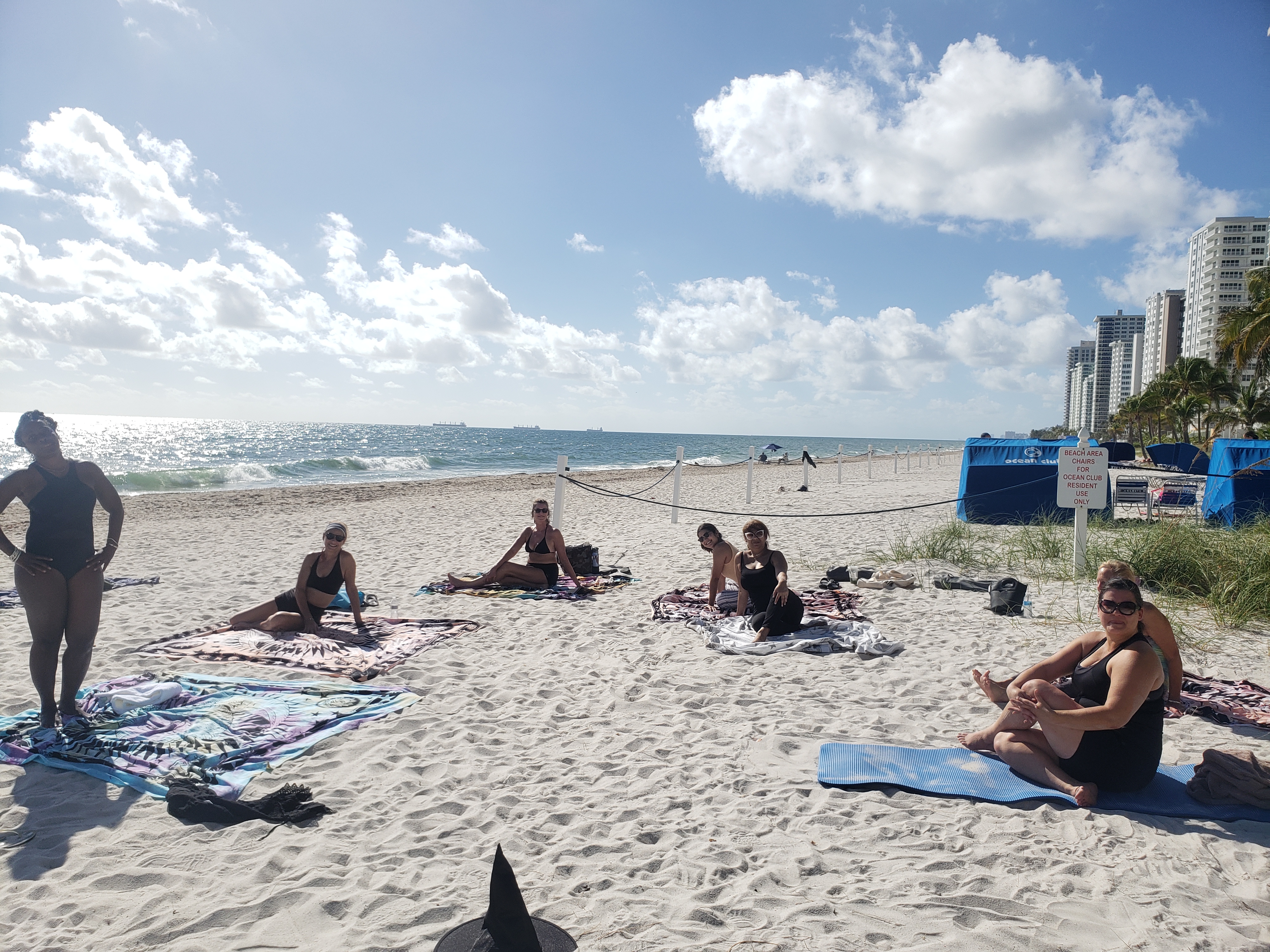 Beach yoga at Ocean Manor Beach Resort on Fort Lauderdale Beach